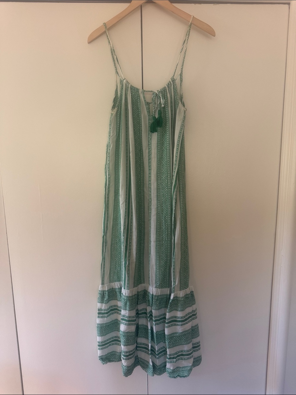 Velvet by Graham & Spencer Green and White Striped Maxi Dress
